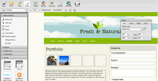 Screenshot of Website Builder UI